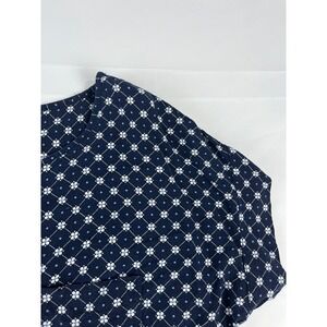 Croft & Barrow Women's Blue White Floral Print Short Sleeve Tunic‎ Top Size M